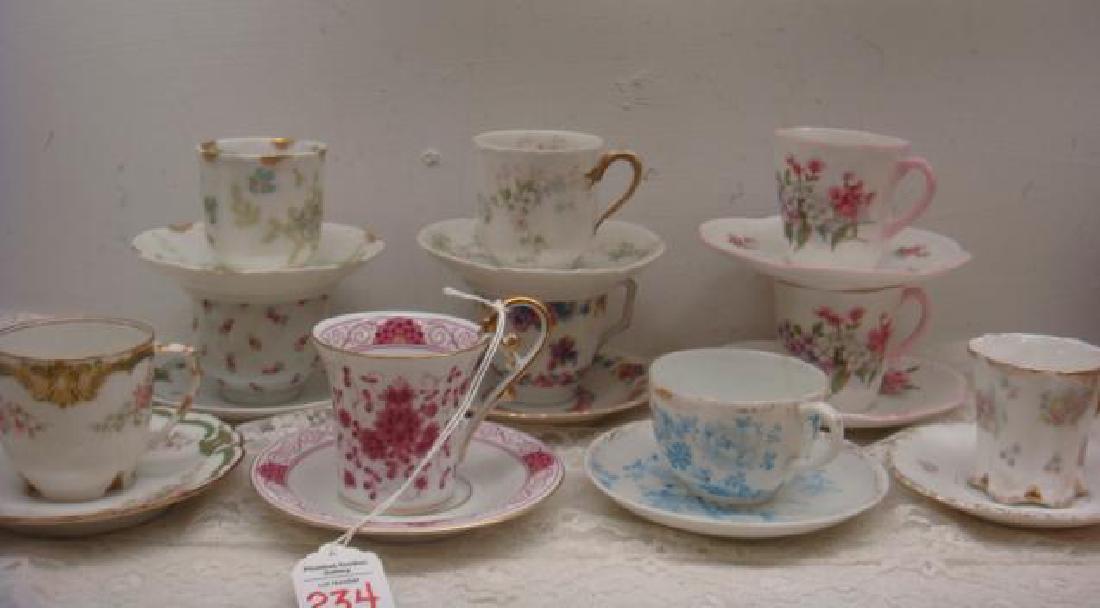 Ten Assorted Demitasse Cups and Saucers:: Ten Assorted Demitasse Cups and Saucers: Floral Decoration Includes Two Shelley, Kaiser, Two Havilland and Co, Limoges, Czechoslovakia, German and Unmarked. (80-120)