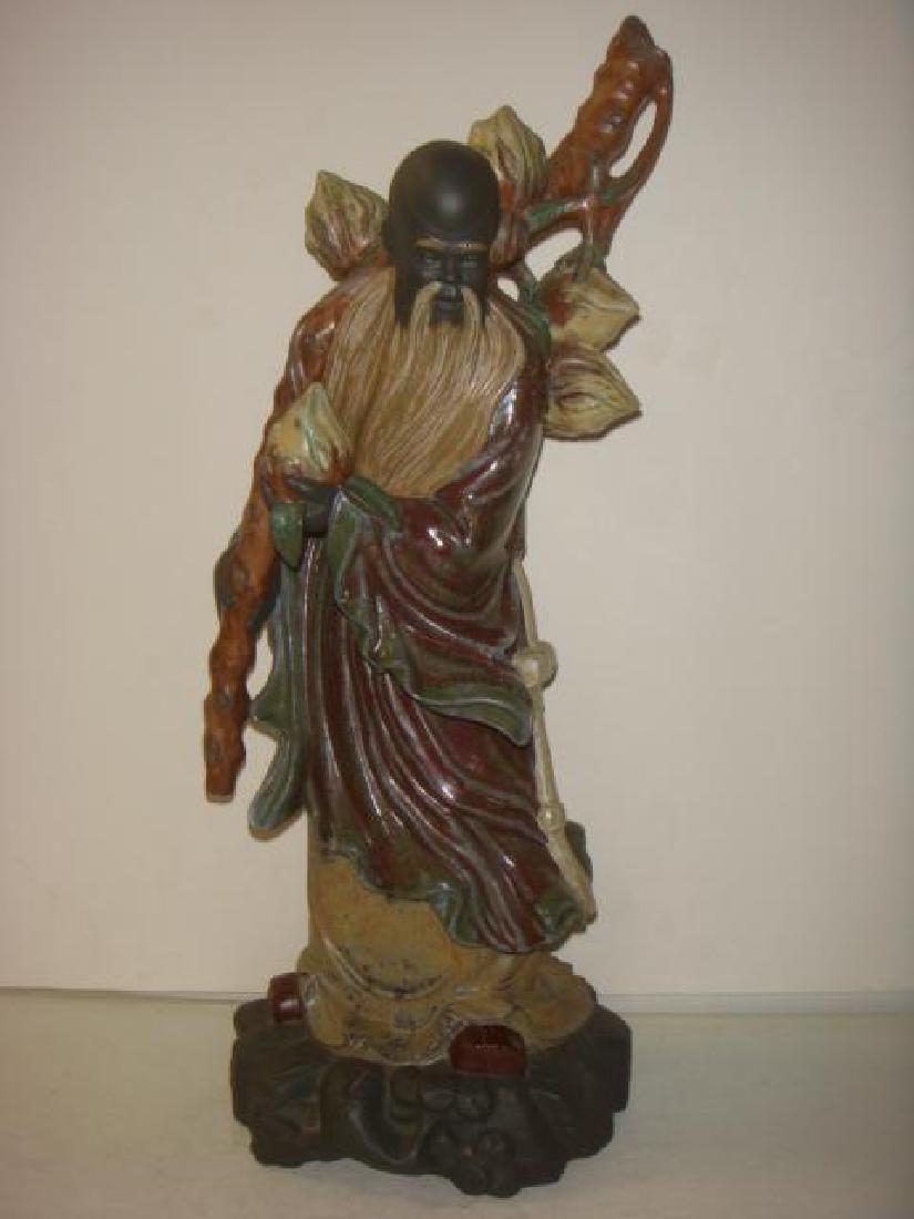 LLADRO Large Chinese Farmer:: LLADRO Large Chinese Farmer: Issue Year 1977, Retired 1985. Sculptor Jose Roig. 21"T. Muted Earthtone Colors with Turquoise Accents. (400-800)