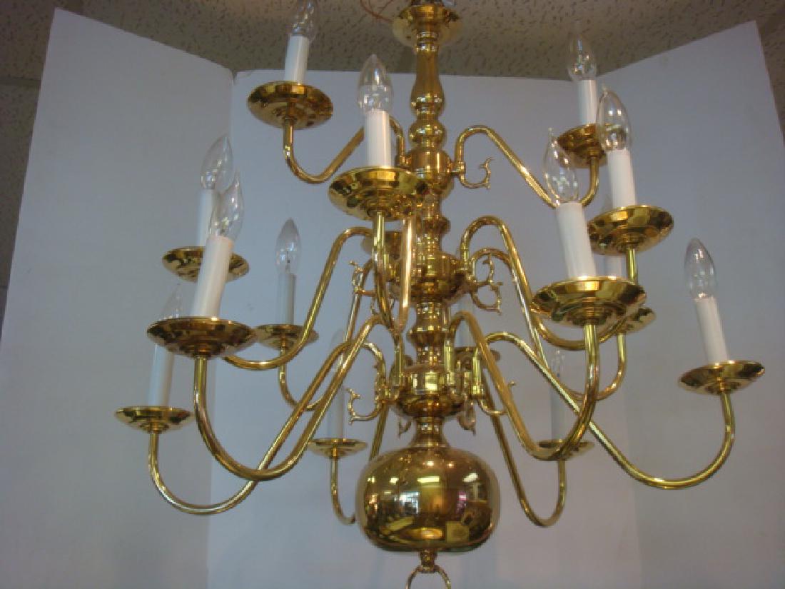 Antique Solid Brass, 10 Arm Chandelier, Williamsburg Antique Solid Brass, 10 Arm Chandelier, Williamsburg