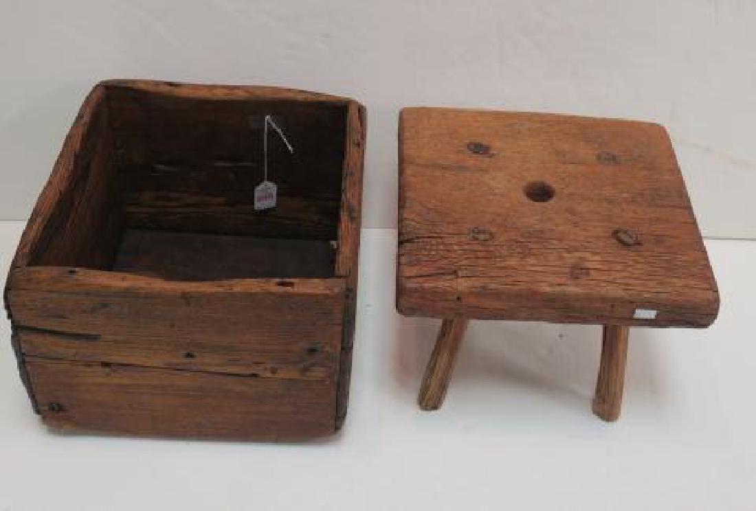 Oak Handmade Drawer and Four Legged Stool: (1 of 3)