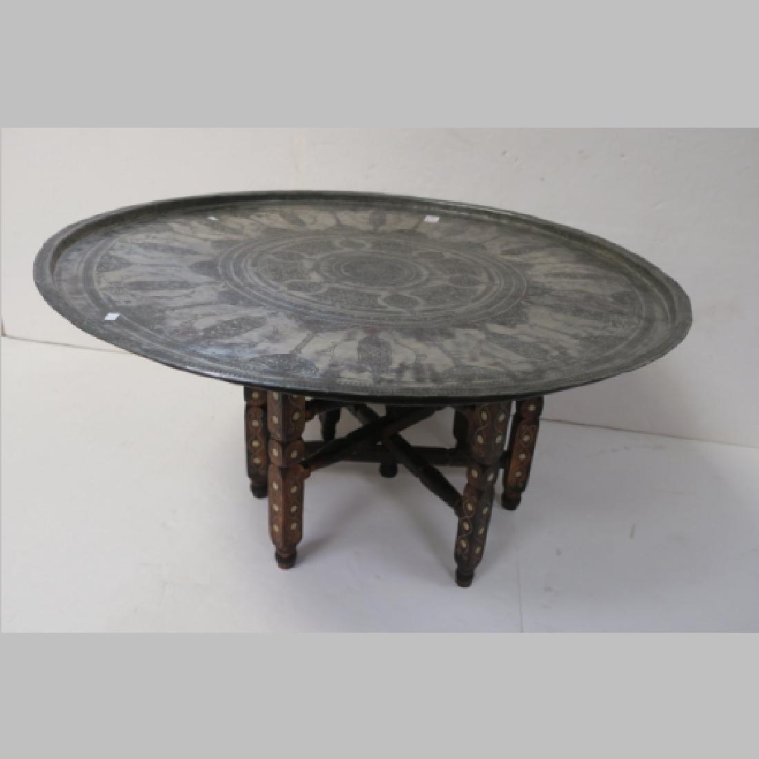 Round Metal East Asian Table with Folding Legs: (1 of 3)