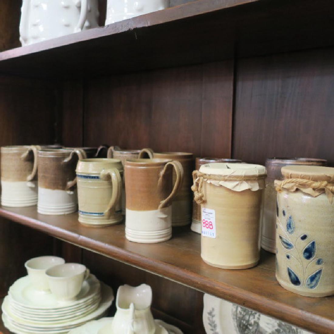 Thirteen Salt Glazed Stoneware Tankards, 2 Pots: (1 of 4)
