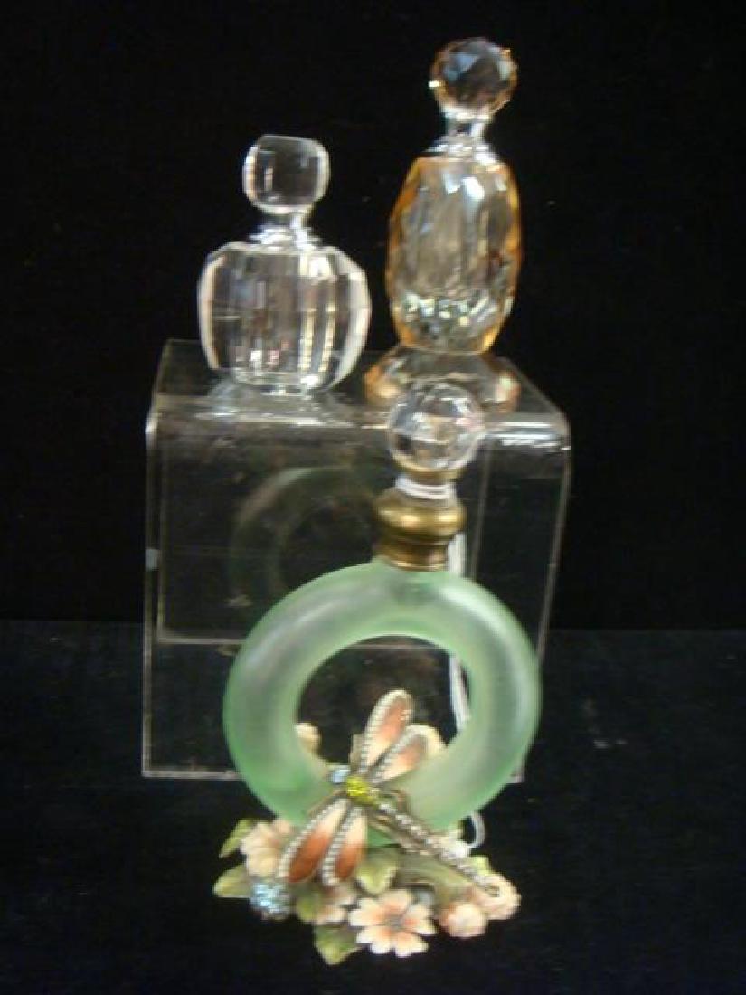 Two Oleg Cassini and Dragonfly Perfume Tall Green Dragonfly Perfume Bottle