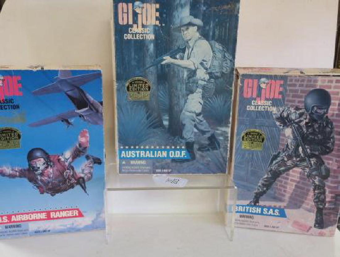 Three 1996 GI JOE Classic Collection In Box:: Three 1996 GI JOE Classic Collection In Box: Never Opened U.S. AIRBORNE RANGER Halo Jumper, BRITISH S.A.S. Trooper, AUSTRALIAN OPERATIONAL DEPLOYMENT FORCE Soldier. Boxes Very Good. (100-200)