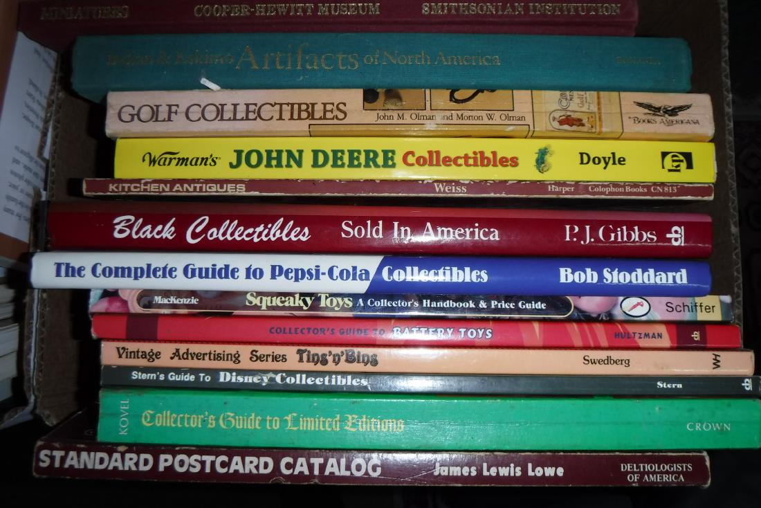 Twelve Collector Books on COLLECTIBLES:: Twelve Collector Books on COLLECTIBLES: Miniatures of Cooper Hewitt Museum, Golf, John Deere, Indian & Eskimo Artifacts, Black Collectibles, Pepsi-cola, Kitchen, Postcards and Disney. (100-200)