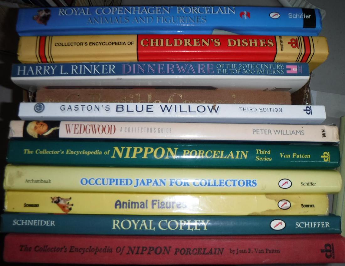 Eleven Collector Books on PORCELAIN:: Eleven Collector Books on PORCELAIN: Royal Copley, Nippon, Blue Willow, Wedgwood, Occupied Japan, Harry Rinker, Children Dishes, Royal Copenhagen. (100-200)