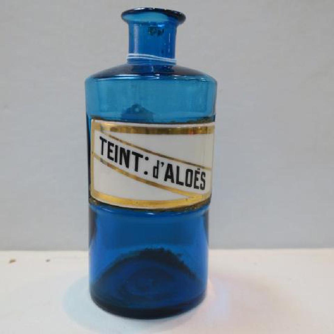 Azure Antique Apothecary Bottle "TEINT:d'ALOES": (1 of 4)