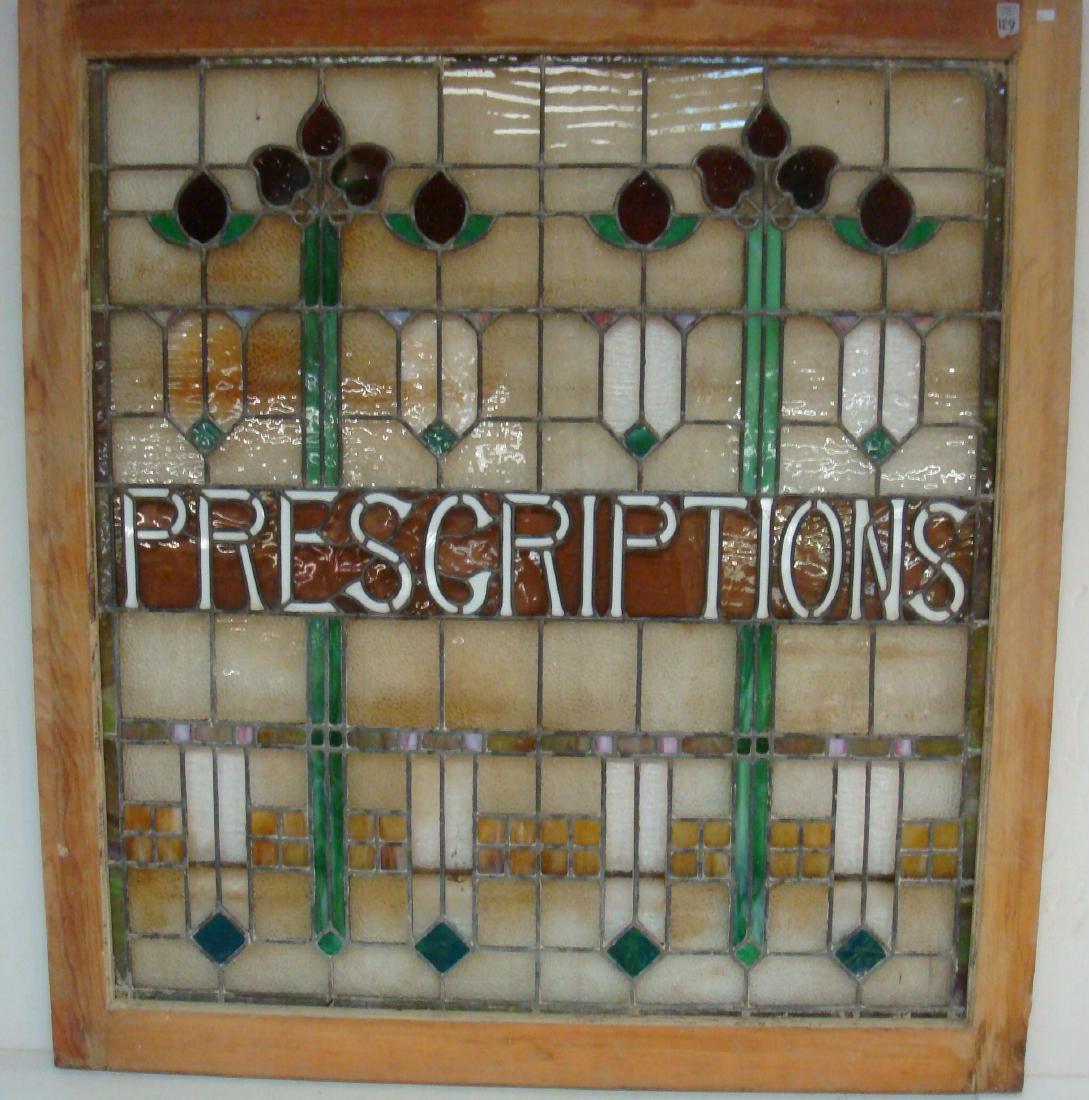 Large Stain Glass Window "PRESCRIPTIONS", CA 1915: (1 of 6)