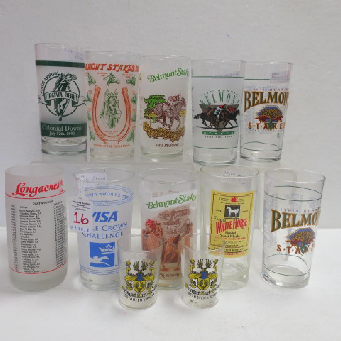 Six Belmont Stakes Glass and Six other Racing Glasses