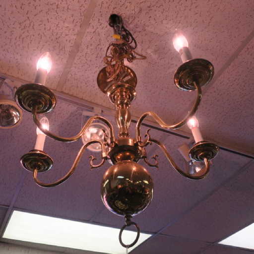 Williamsburg Style Five Arm Brass Chandelier