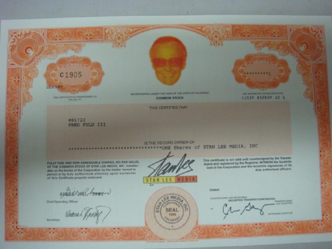 Scripophily; STAN LEE MEDIA, One Share Common Stock: (1 of 3)