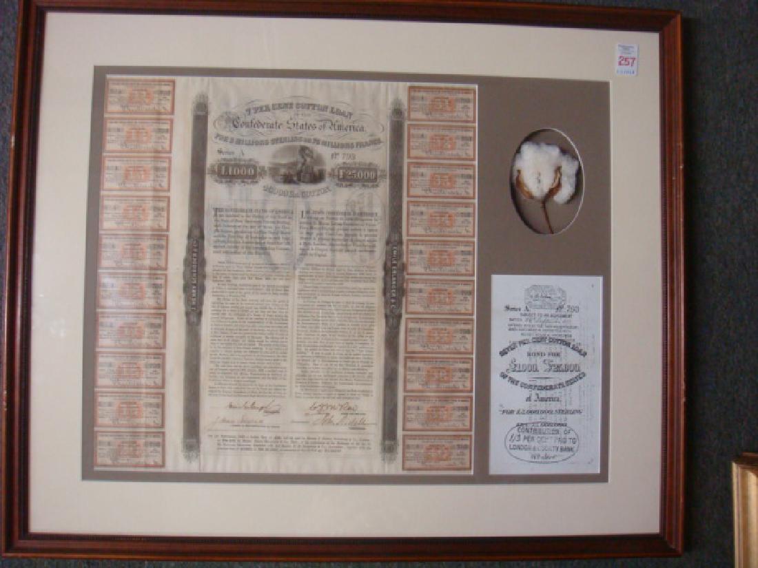 ERLANGER COTTON BOND CONFEDERATE STATES OF AMERICA:: ERLANGER COTTON BOND CONFEDERATE STATES OF AMERICA: The American Civil War Cut England and France off from Southern Cotton. Cotton Bonds were issued to Finance the War for the South and Offered an Exc
