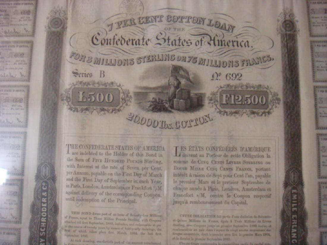 ERLANGER COTTON BOND CONFEDERATE STATES OF AMERICA: (1 of 5)