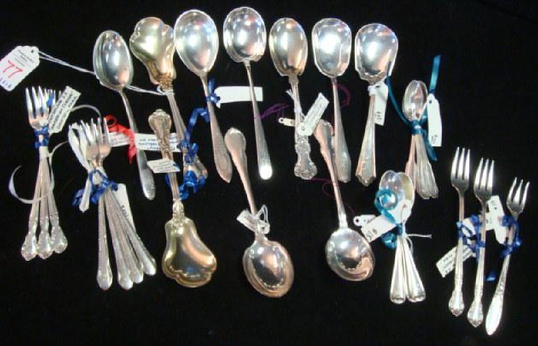 27 Sterling Seafood Forks, Sugar and Demitasse Spoons: (1 of 3)