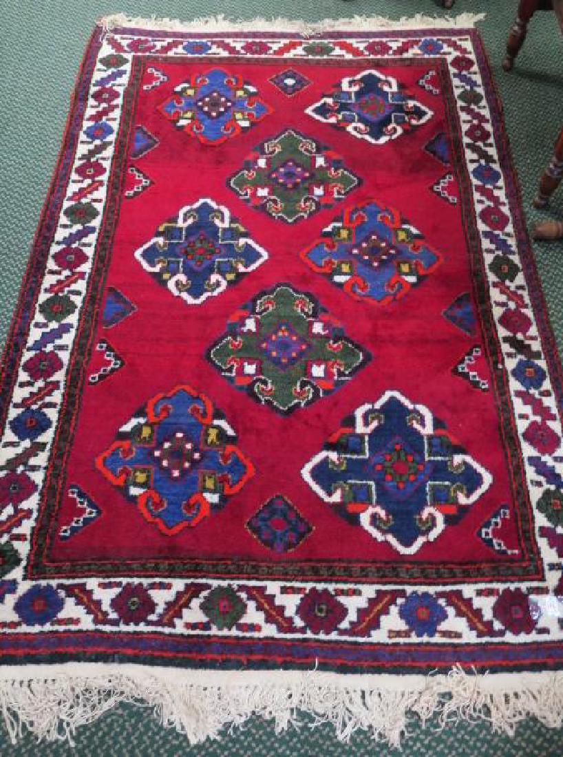 Hand loomed Persian Wool Rug, 92" X 62": (1 of 4)