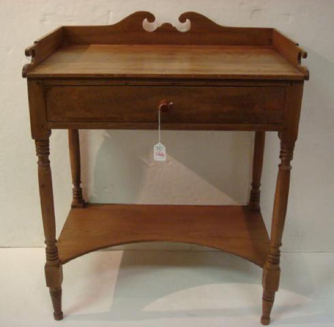 19th C. Single Drawer 2 Tier Table/Desk with Gallery: (1 of 3)