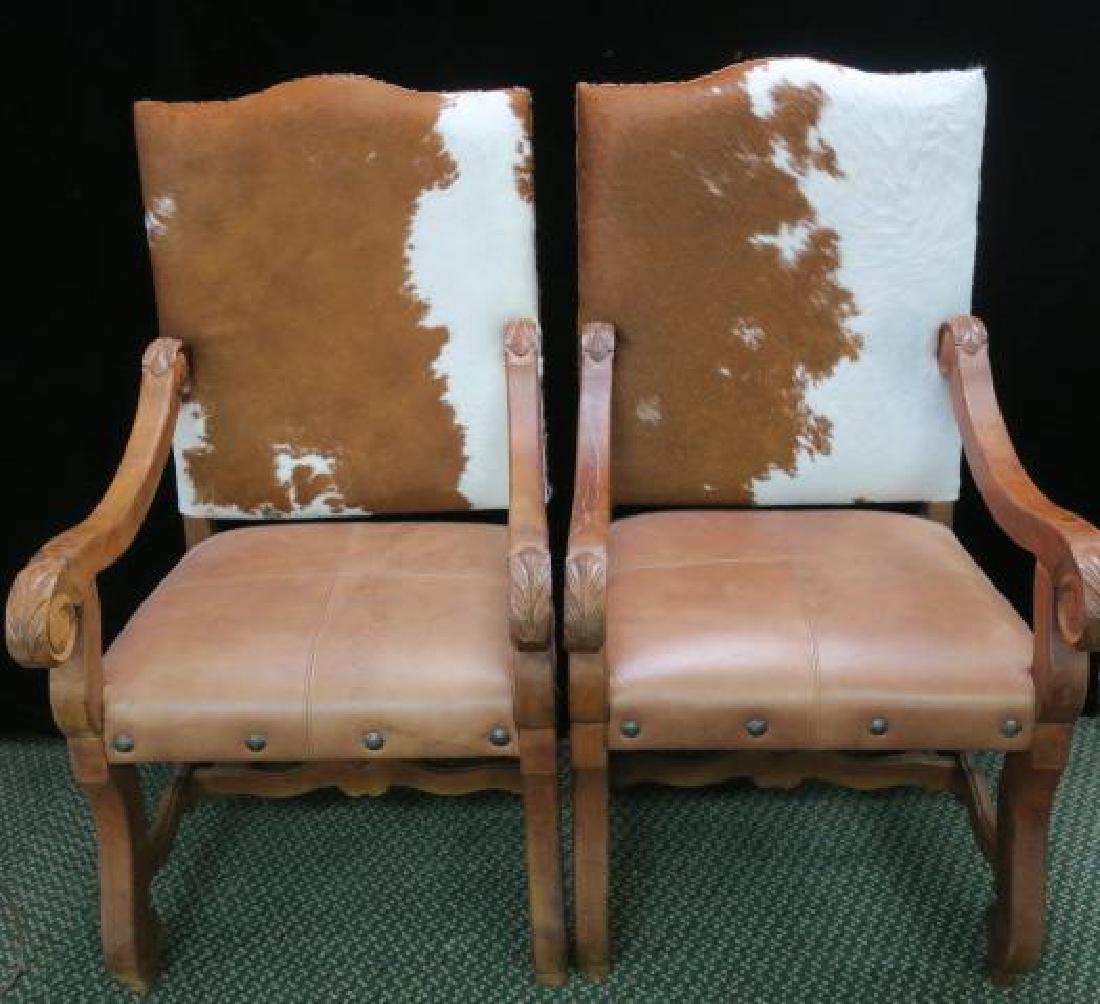 Pair of Cow Hide Covered Armchairs: (1 of 5)