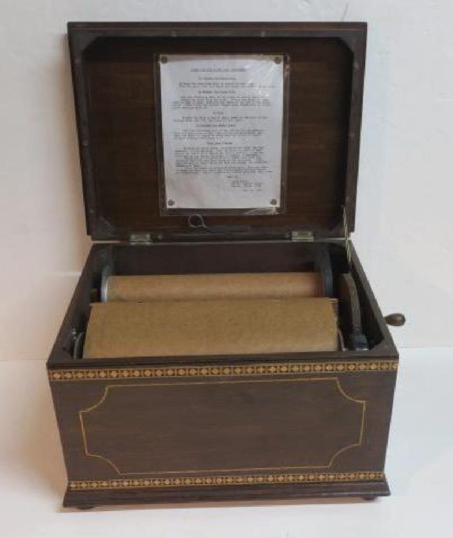 Roller Music Player, Inlaid Walnut Case, CA 1890:: Roller Music Player, Inlaid Walnut Case, CA 1890: Inlaid Walnut case with Diamond and Intricate American Eagle Inlay. Working Order, Excellent Condition. Three Rolls Including "Star Spangled Banner".