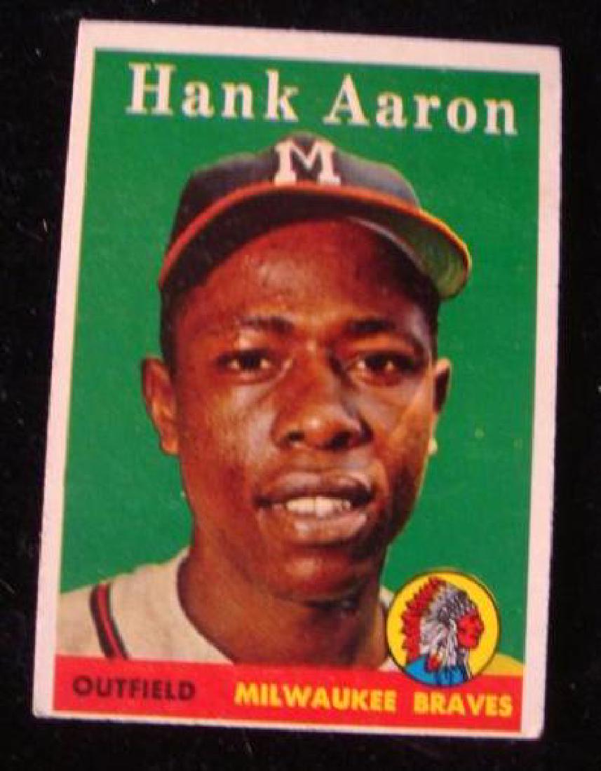1958 TOPPS #30 HANK AARON, WHITE NAME, Baseball Card: (1 of 3)