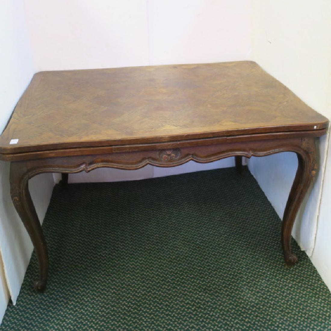Oak Dining Table with Parquetry Top, 4 Side Chairs: (1 of 5)