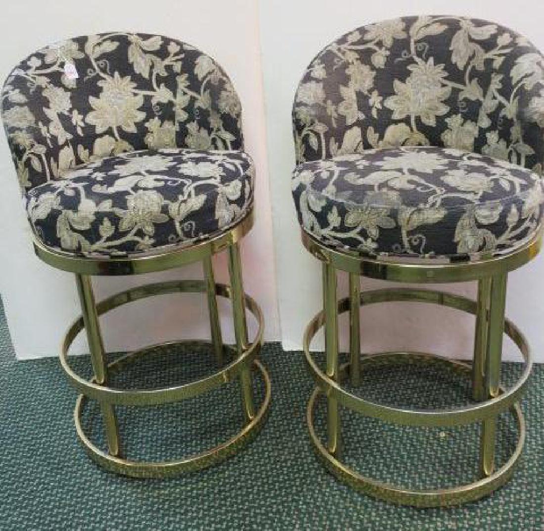 Pair of Upholstered Swivel Bar Stools: (1 of 3)