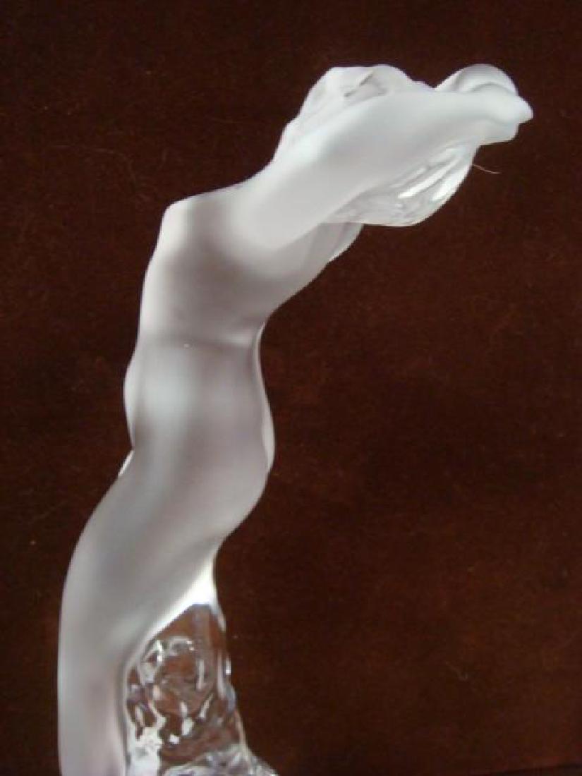 LALIQUE "Danseuse" Nude Sculpture:: LALIQUE "Danseuse" Nude Sculpture: Frosted Nude Reclining on Clear Rock. 9 1/4"T. Etched Lalique France on Side of Base. (300-500)