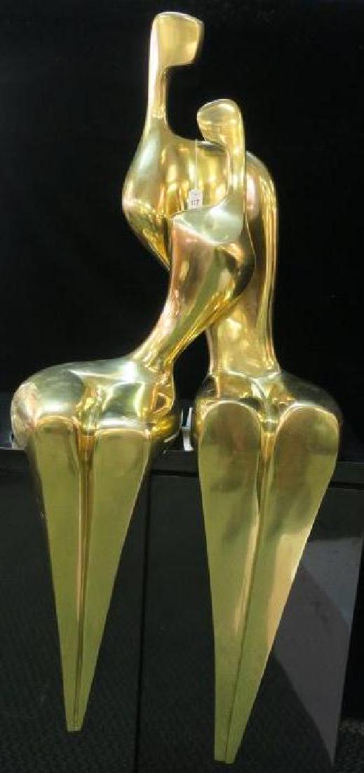 ITXIK BENSHALOM Two Piece Bronze Figural Statues:: ITXIK BENSHALOM Two Piece Bronze Figural Statues: Nude Still Life Seated Figures of Hand Patinated Bronze. Listed Self Taught Active Israeli Artist Born in 1945 Uses Lost Wax Method to Create Stark Hu