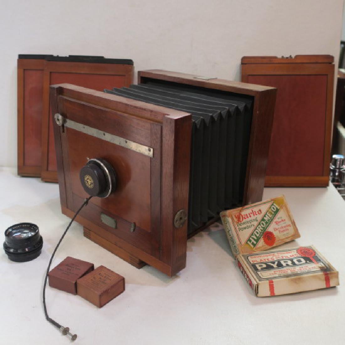 E & HT ANTHONY & CO Wetplate Studio Box Camera w/Case:: E & HT ANTHONY & CO Wetplate Studio Box Camera w/Case: CA 1885, Complete with 7 Glass Film Cartridges, Triple Convertible Velost & Mat Series 1 f6.2 Focus 7" Lens, IDEAL Portrait Lens No 7, RAY Filter