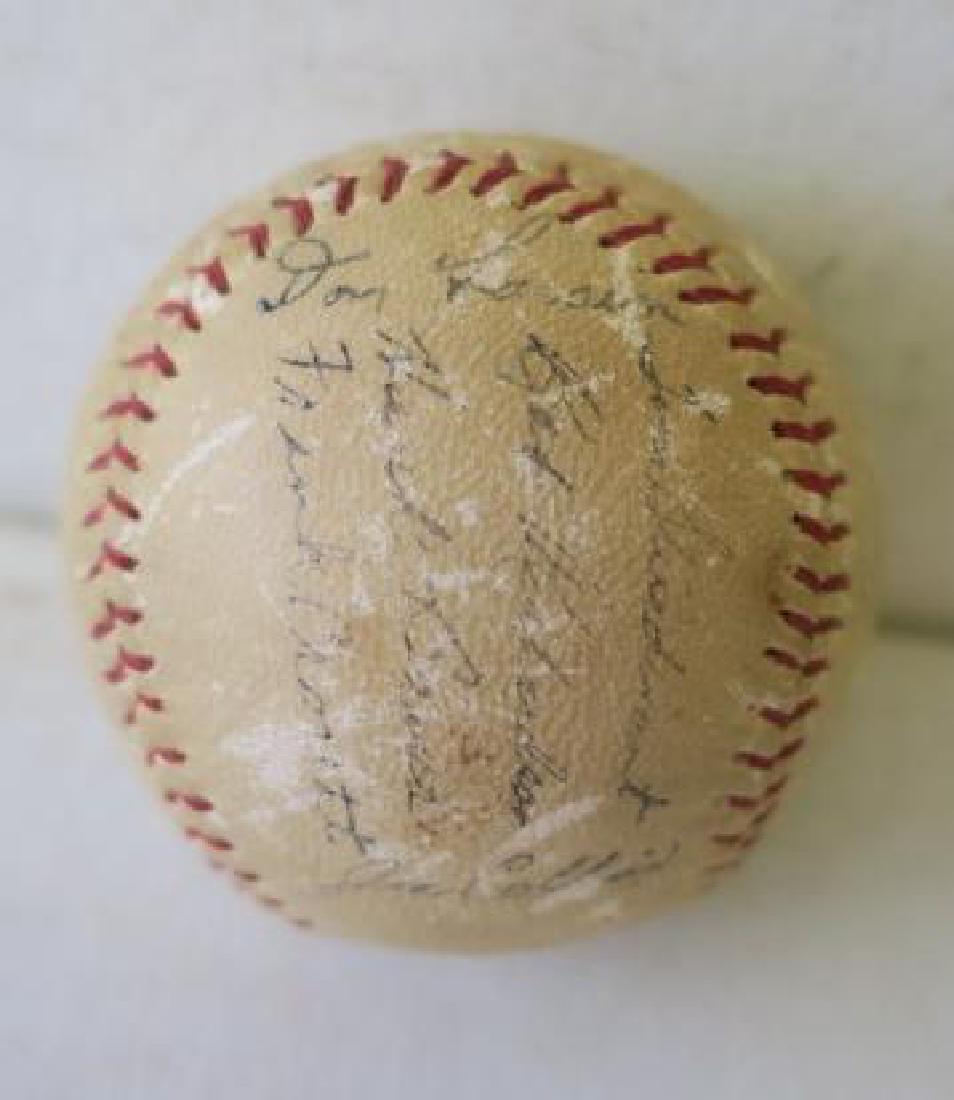 1957 NEW YORK YANKEES SIGNED WORLD SERIES Baseball:: 1957 NEW YORK YANKEES SIGNED WORLD SERIES Baseball: Actual 1957 Yankees World Series Team Ball that the Owner's Niece Played Catch with the Dog. Shades of SANDLOT. DON LARSON is still there, Mickey Ma