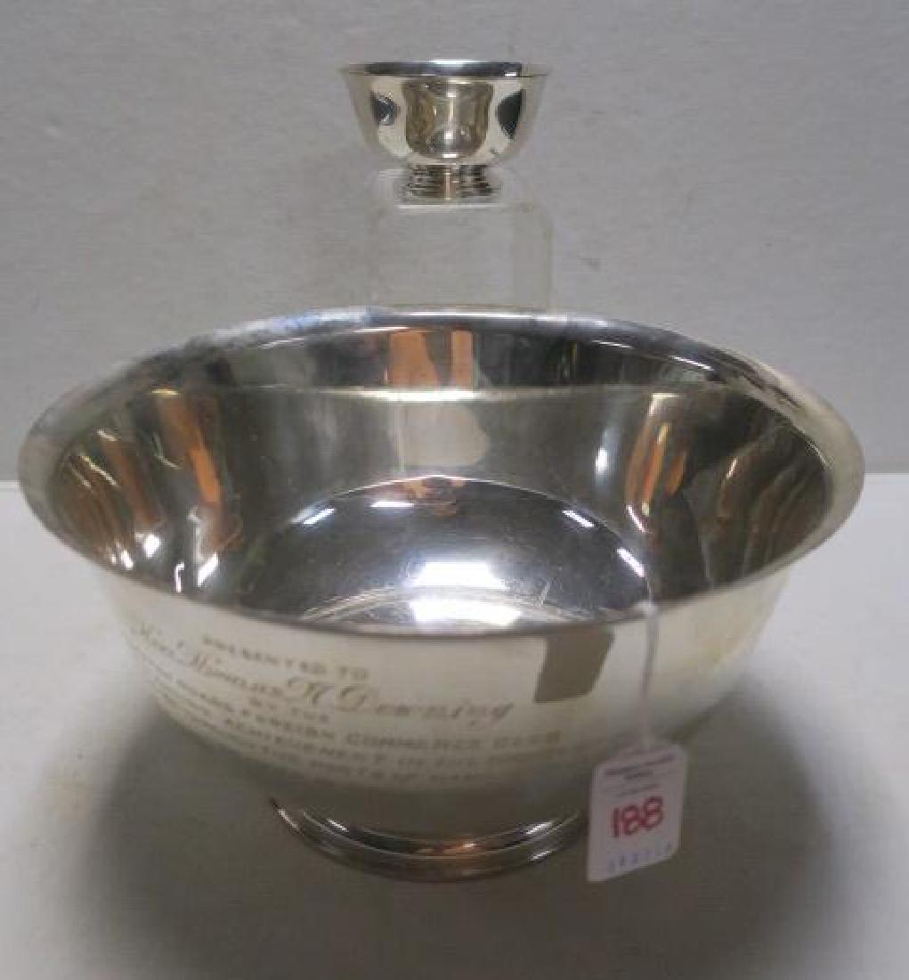 STIEFF Sterling Presentation Bowl, GEORG JENSEN Bowl:: STIEFF Sterling Presentation Bowl, GEORG JENSEN Bowl: Stieff Engraved "Presented to Hon. Thomas Downing by Hampton Roads Foreign Commerce Club For Outstanding Achievement in the Promotion of World Tra
