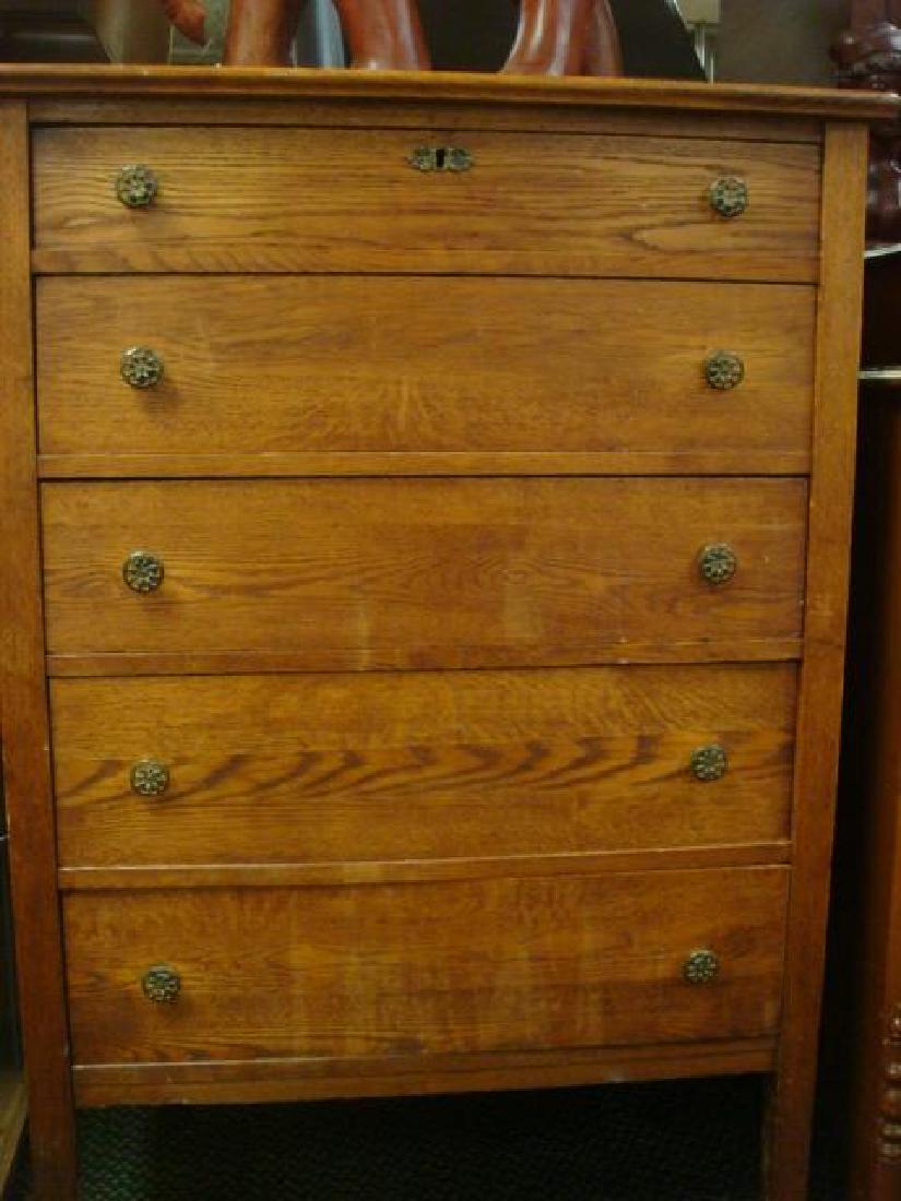Antique Five Drawer Quarter Sawn Oak Dresser