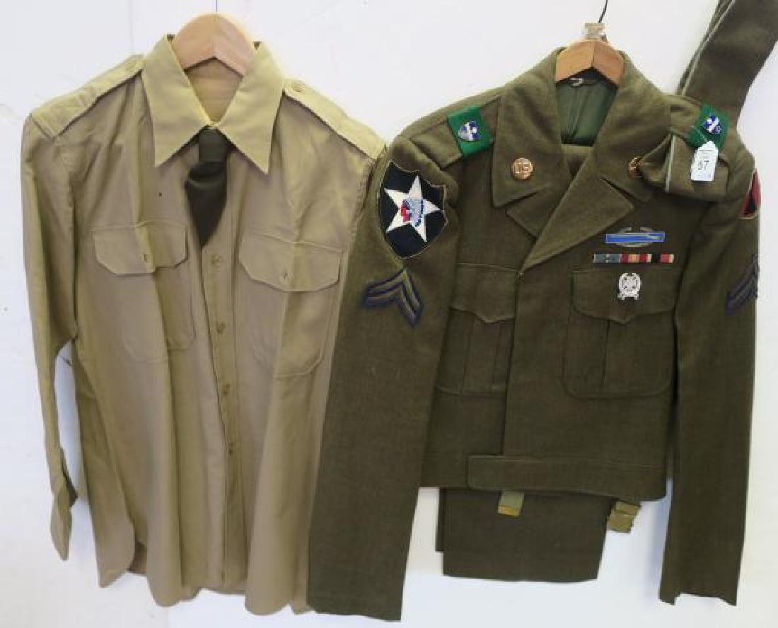 2nd Div., Korean War "Ike Jacket" MFG Dec 23, 1952:: 2nd Div., Korean War "Ike Jacket" MFG Dec 23, 1952: 38 R, Corporal Stripes, 2nd Division Combat Patch, 7th Division Unit Patch. Combat Infantryman's Badge, Korean War Ribbon with 3 Stars, National Def