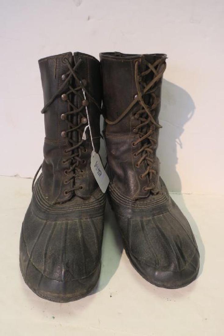 US World War II, Cold Weather Shoe Pacs CA 1944-45:: US World War II, Cold Weather Shoe Pacs CA 1944-45: Early Rubberized High Top Boots with Drawstring Tops to Keep out Water and Snow. (100-200)