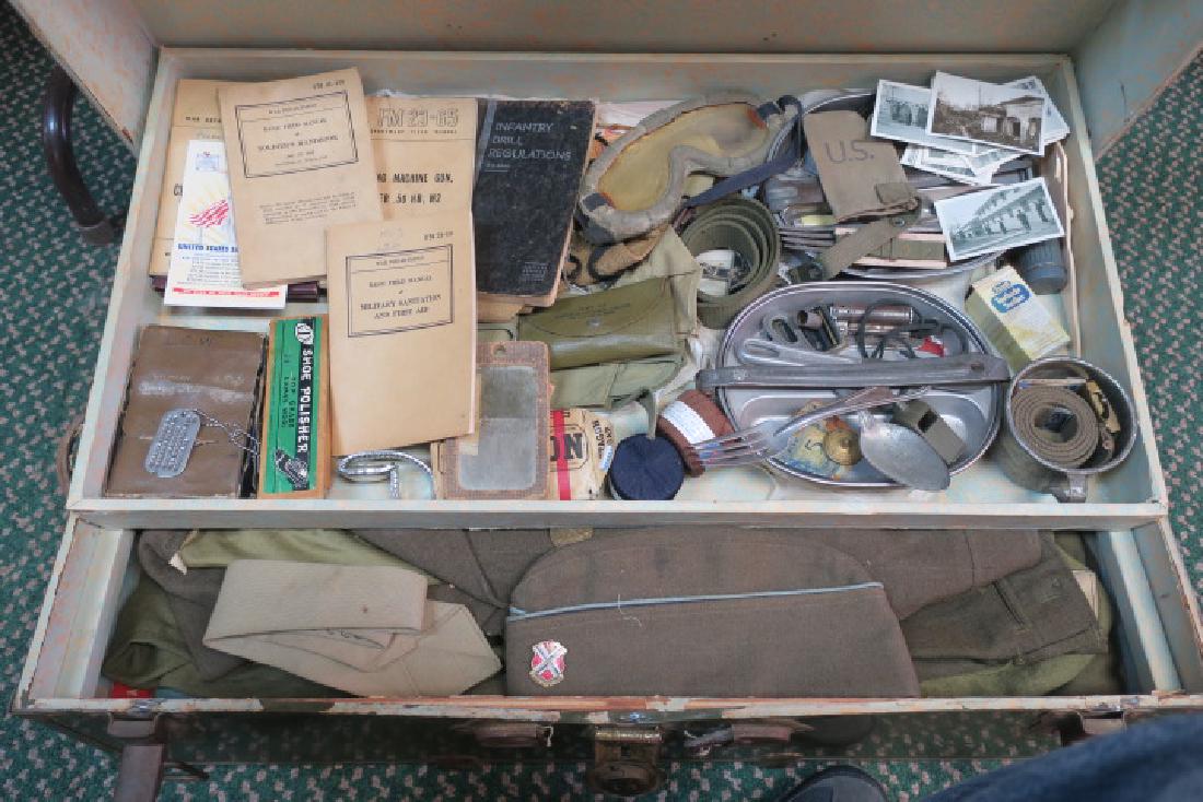 Footlocker of PVT ARNOLD L BULASKI, 29th DIVISION:: Footlocker of PVT ARNOLD L BULASKI, 29th DIVISION: Many soldiers from WW II packeted up their Service lives a footlocker as if ready to go Back to the army a moments notice, Uniforms, Socks, ties, Mes