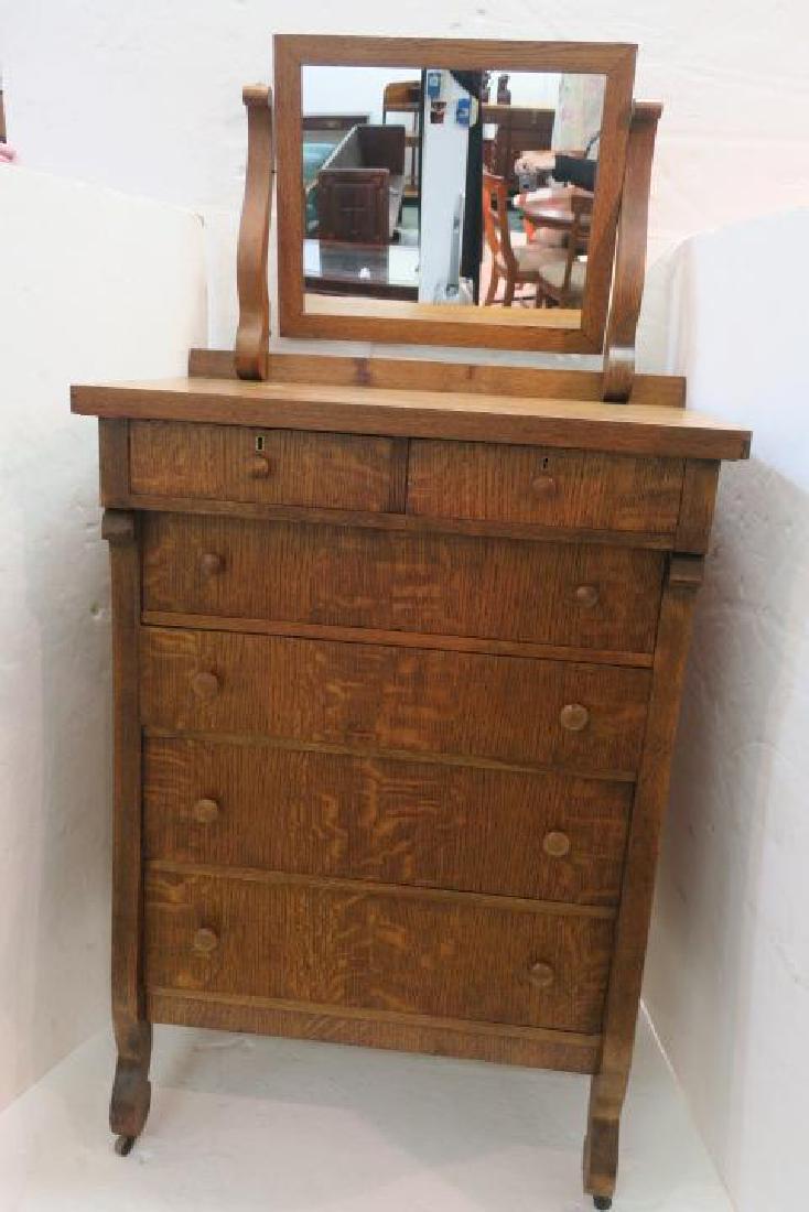 Bagby Furniture Tiger Oak 5 Drawer Dresser W Mirror Jan 01