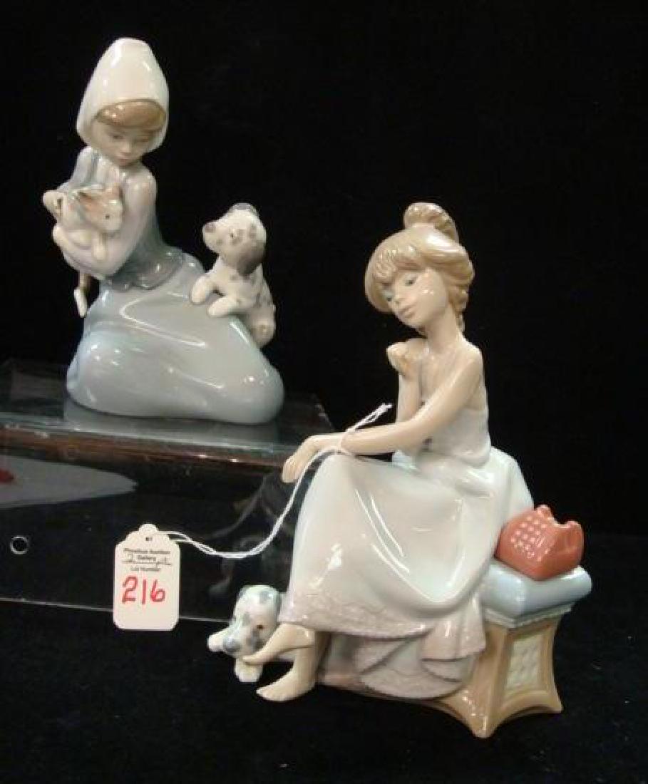 Two LLADRO Porcelain Figurines Girls and Dogs