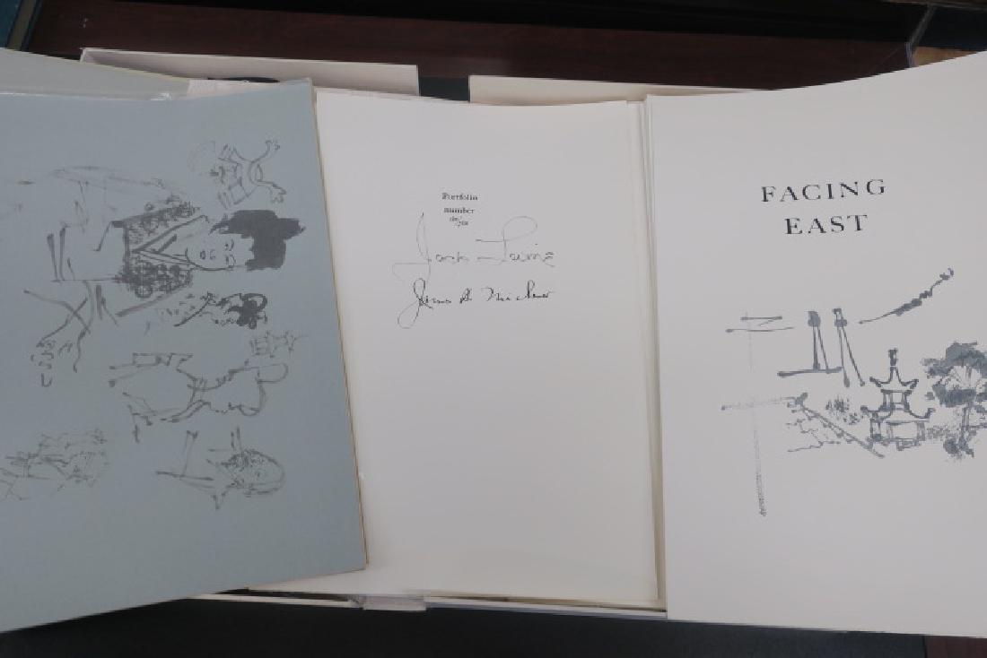 LEVINE & MICHENER "FACING EAST" Artist Portfolio:: LEVINE & MICHENER "FACING EAST" Artist Portfolio: 1st Edition #1381 of 2500 Signed, Clamshell Portfolio. Part I Text by James Michener, Four Lithographs/Wood Cuts by Jack Levine on Rivers Paper. Part