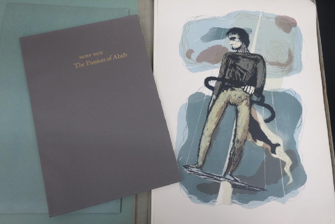 BENTON SPRUANCE "MOBY DICK, PASSION OF AHAB" Folio:: BENTON SPRUANCE "MOBY DICK, PASSION OF AHAB" Folio: 1968, 1st Edition, One of 450, 26 Lithographs Depicts Haunting Images of Melville's American Classic. In Green Cloth Protective Clamshell Display Ca