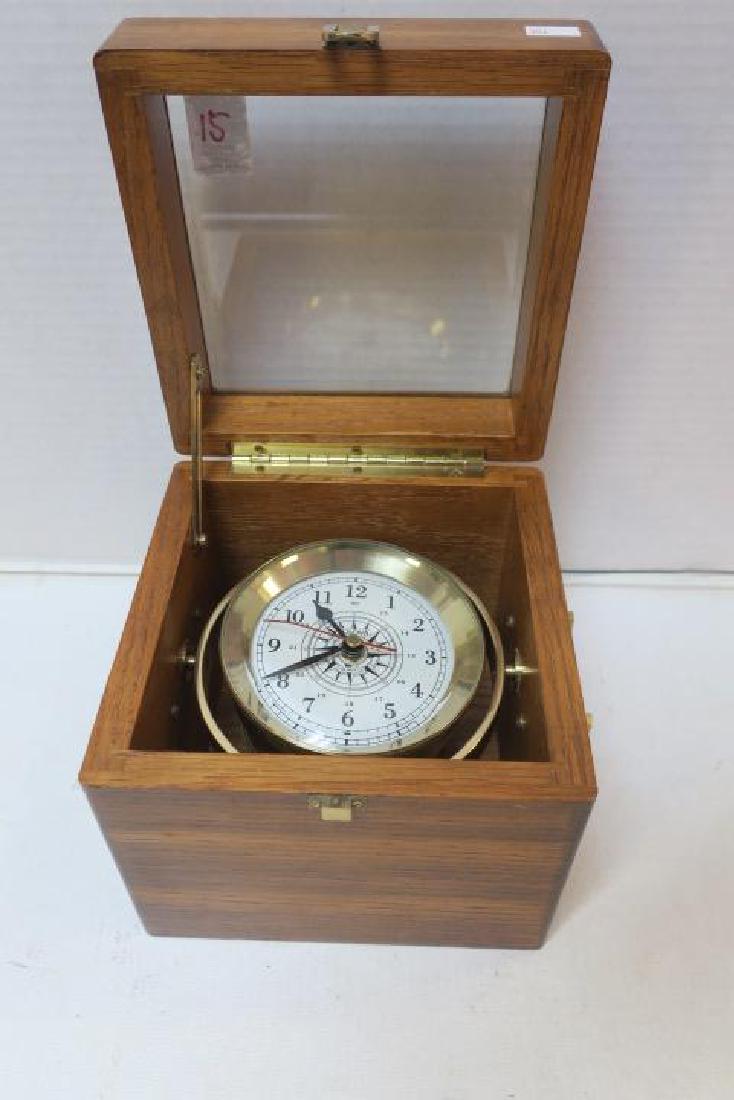 BULOVA Ships Clock in Glazed Lidded Wood Box