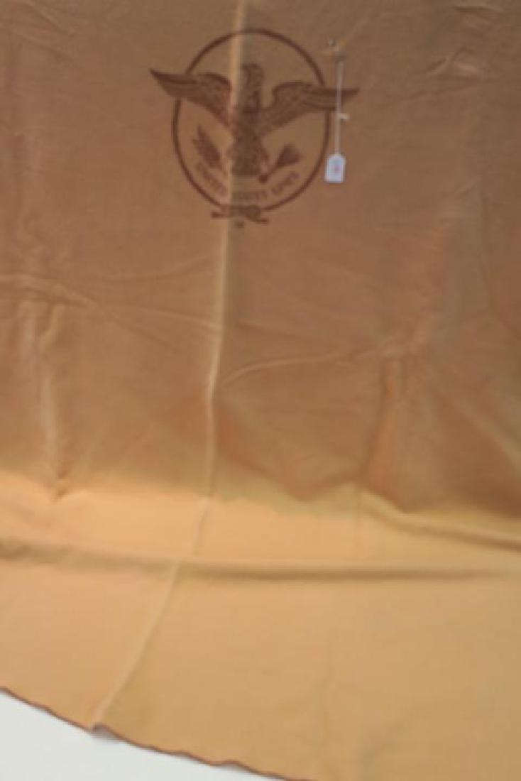 SS UNITED STATES LINES Wool Blanket With LOGO:: SS UNITED STATES LINES Wool Blanket With LOGO: From the SS United States Auction in Newport News. 64" X 84" Salmon Colored Wool Deck Blanket with United States Line Logo. SS United States Still Holds 