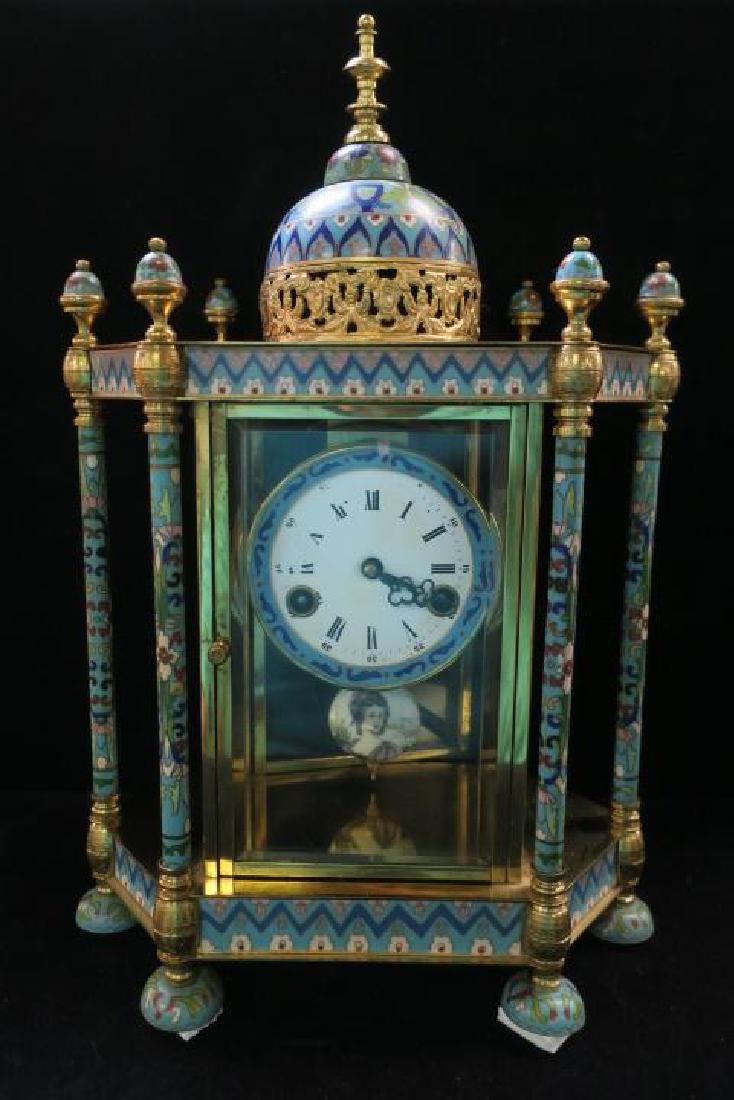Chinese Cloisonn? and Brass Domed Mantle Clock