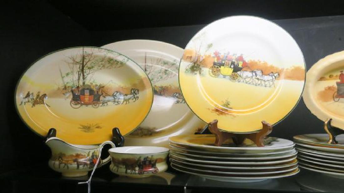 ROYAL DOULTON "Coaching Days" Tableware:: ROYAL DOULTON "Coaching Days" Tableware: Introduced in 1905 Until 1955. Originally Designed by Victor Veneer Between 1904-1924. 20 Recorded Scenes and Many Shapes. Eight Each 8" Salad and 7" Dessert P