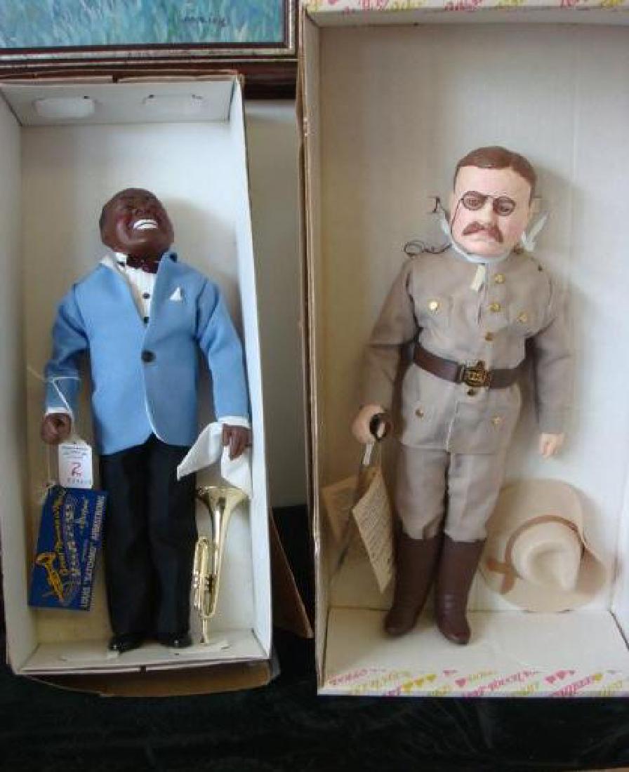 Effanbee Dolls, Louis Armstrong & Teddy Roosevelt:: Effanbee Dolls, Louis Armstrong & Teddy Roosevelt: Both in Box from 1984. Teddy is 21", #7903, From President Series-in Rough Rider Uniform. Jazz Musician Louie-14"T-from Great Moments in Music. Has H