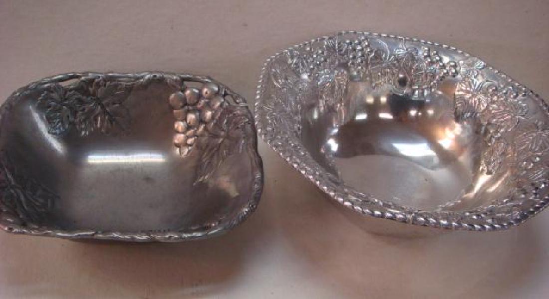 Two Metalware Bowls-LENOX and ARTHUR COURT:: Two Metalware Bowls-LENOX and ARTHUR COURT: Lenox 12"D Salad Bowl Serveware with Grape and Leaf Pattern. Arthur Court Cast Aluminum Grapes and Vines 10" Square Footed Bowl. 3"T. Some Scuff Marks. (60-
