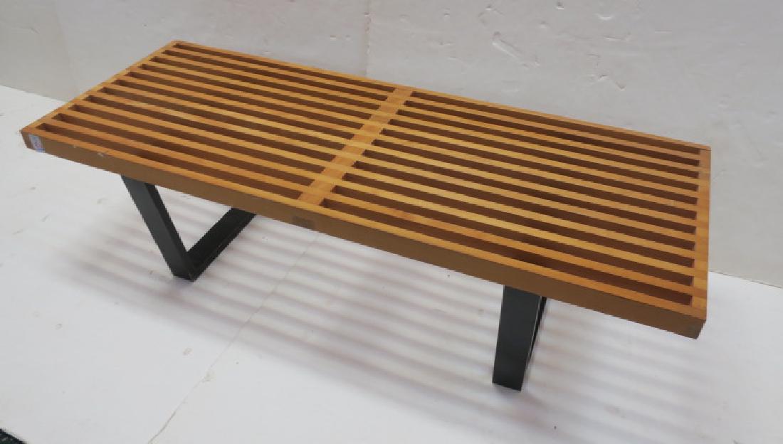 GEORGE NELSON Maple Slat-top Bench for HERMAN MILLER:: GEORGE NELSON Maple Slat-top Bench for HERMAN MILLER: Iconic Piece of Mid-Century Design for Home or Office. Supports 300 Lbs. Slat-top with Finger Jointed Ends, with Geometric Ebony Painted Legs. CA 