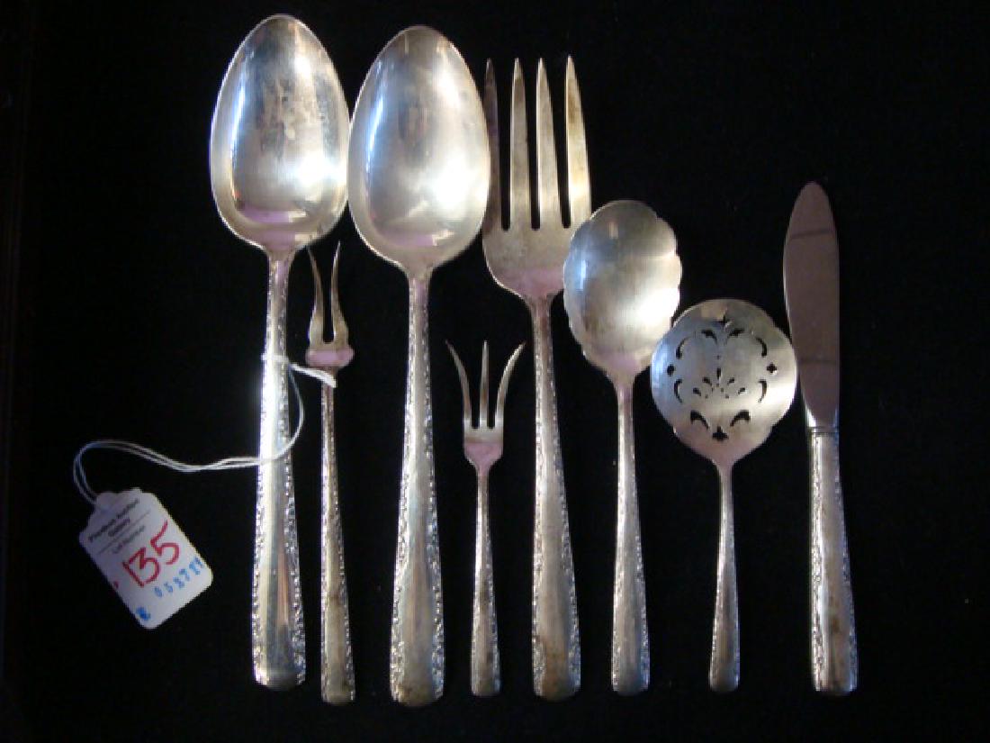 GORHAM "Camellia" Sterling Silver Serving Pieces:: GORHAM "Camellia" Sterling Silver Serving Pieces: Includes Two Serving Spoons, Serving Fork, Sugar Spoon, Lemon Fork, Pickle/Olive Fork, Bon Bon Spoon and Master Butter Spreader. 11.1 oz. or 9.357 ozt