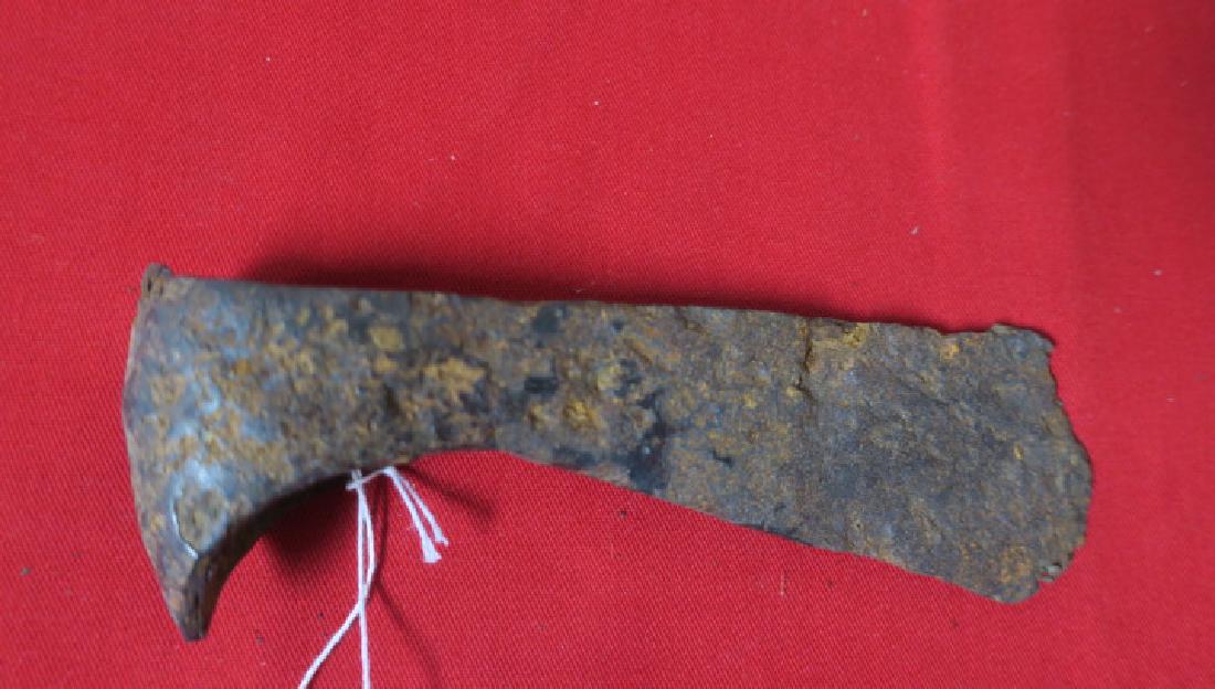 Dug Viking Style Fighting Axe Head:: Dug Viking Style Fighting Axe Head: Wish the Owner was still Around to give some Provenance on these Next Items. 7" Fighting Style Axe head. Covered in Rust. (100-500)