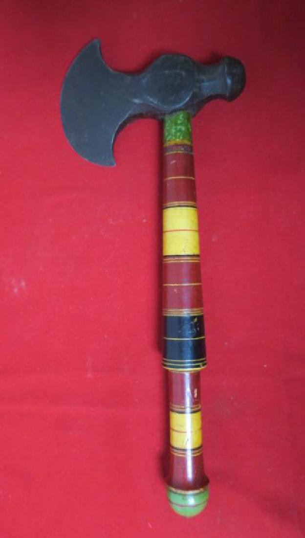 JAPANESE AXE with PEIN Multi-Colored Handle.: JAPANESE AXE with PEIN Multi-Colored Handle. Japanese Flower Based MON on Base of Shaft. Never Seen a Ball Pein Axe before. (100-200)