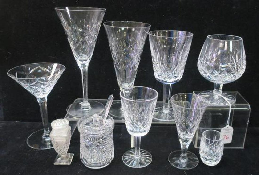 WATERFORD Lismore and Other Cut Crystal:: WATERFORD Lismore and Other Cut Crystal: Lismore Includes Pair of 6 7/8" Water Goblets, Pair of 5 1/4" Brandy Glasses, 5 1/2" White Wine and 2 1/2" Shot Glass. Other Includes Two 8 3/8" Red Wines, Two