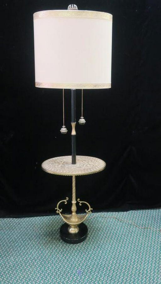 Indian Brass Tray Table Floor Lamp